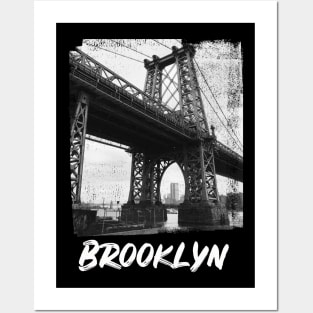 New York Brooklyn Bridge Grunge Style Posters and Art